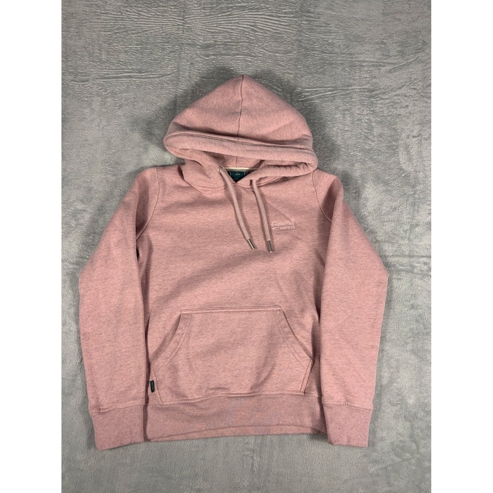Superdry Orange Label Women's Hoodie Size 6 Pink Embroidered Chest Logo Cotton